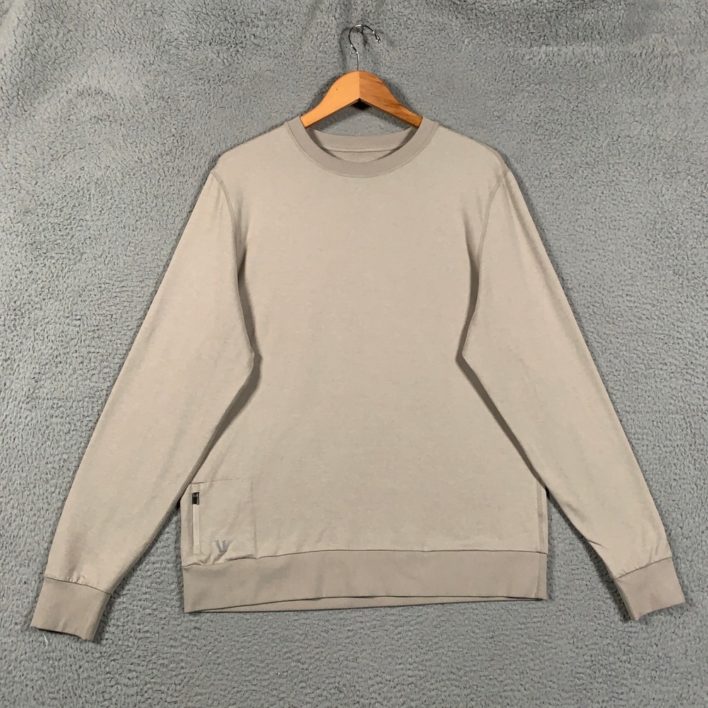 Vuori Ponto Performance Crewneck Pullover Men's XL Tan Beige Soft Active Sweater
